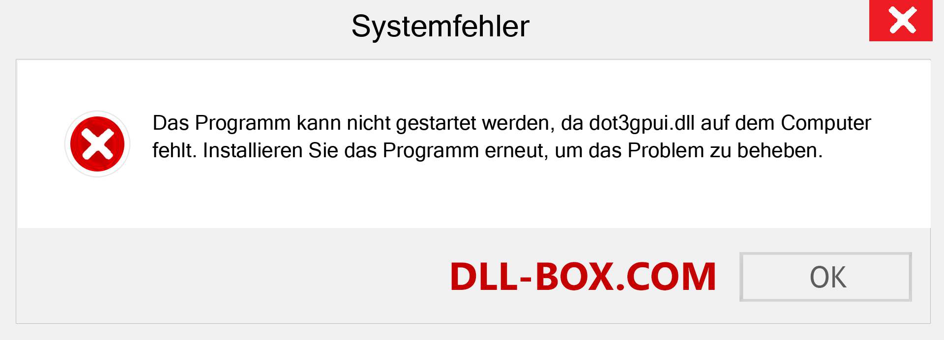 dot3gpui.dll-Datei fehlt?. Download für Windows 7, 8, 10 - Fix dot3gpui dll Missing Error unter Windows, Fotos, Bildern