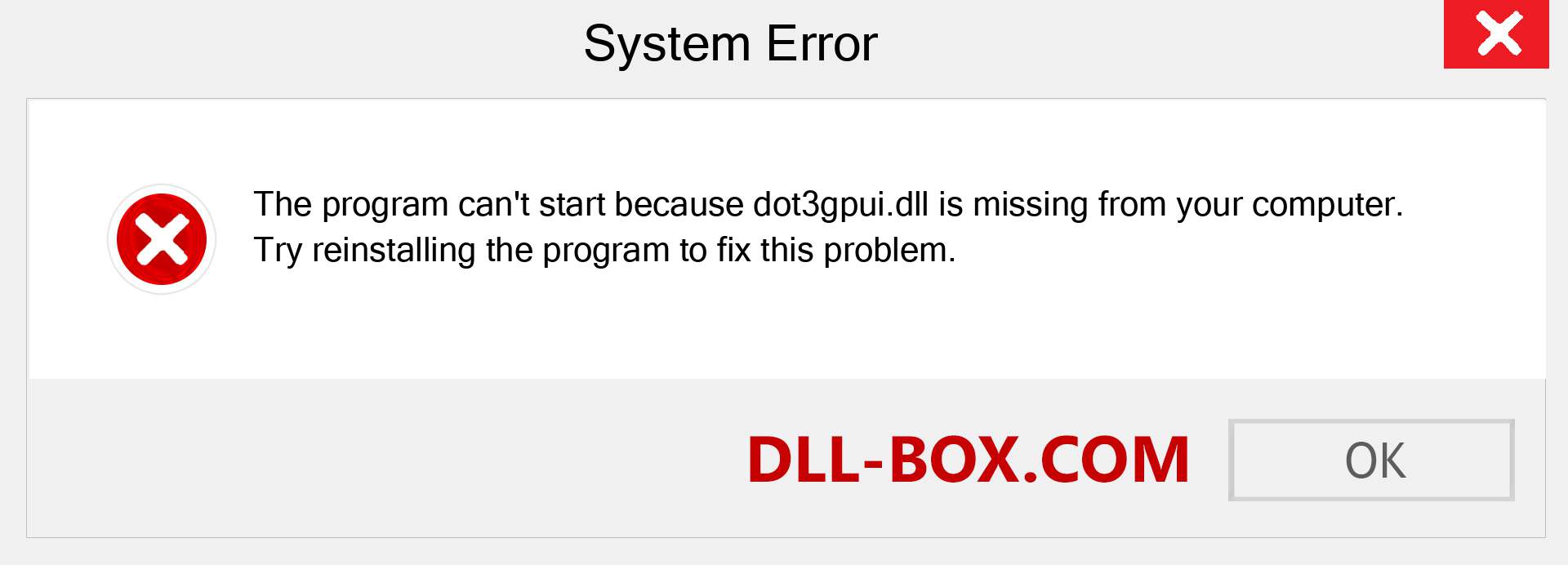  dot3gpui.dll file is missing?. Download for Windows 7, 8, 10 - Fix  dot3gpui dll Missing Error on Windows, photos, images